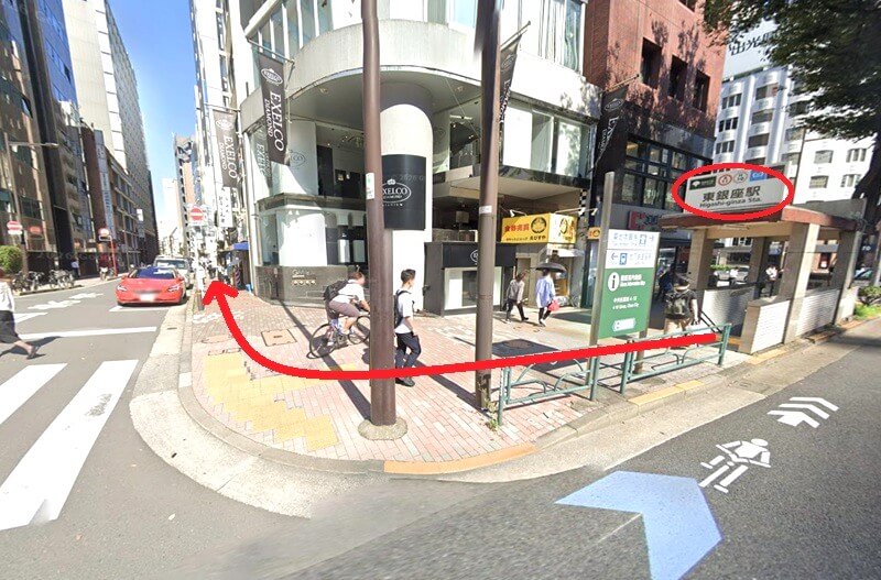 BEYOND(ビヨンド)銀座店までの徒歩経路